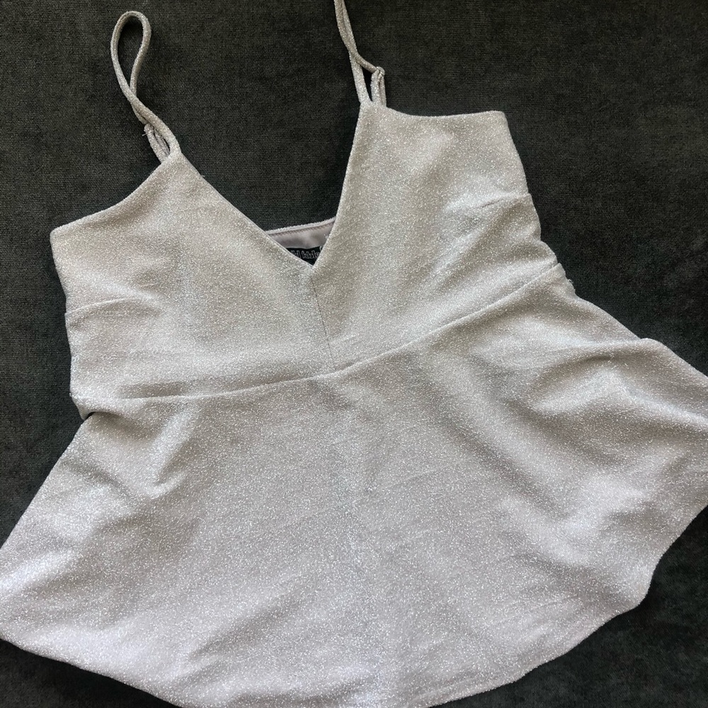 Flowy Silver Sparkly Top